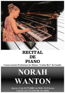 Norah Wanton Piano Recital Conservatorio Guadix